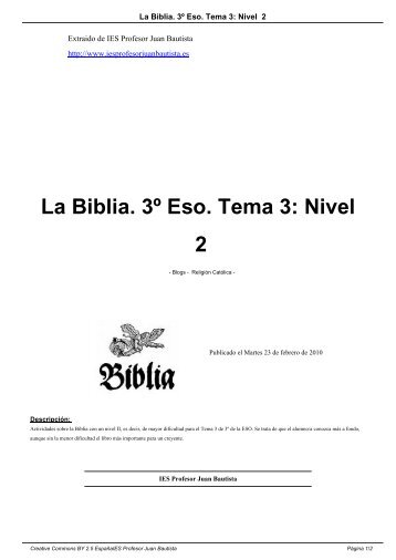 La Biblia. 3Âº Eso. Tema 3: Nivel 2 - IES Profesor Juan Bautista