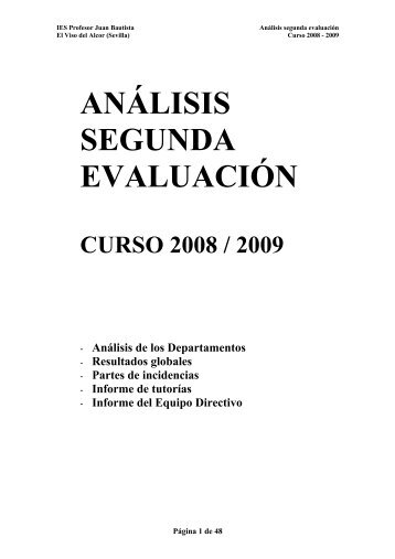 AnÃ¡lisis de la 2Âª EvaluaciÃ³n 08-09 - IES Profesor Juan Bautista