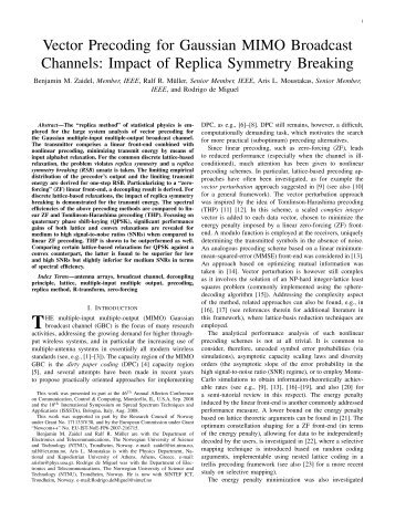 Vector Precoding for Gaussian MIMO Broadcast Channels ... - NTNU