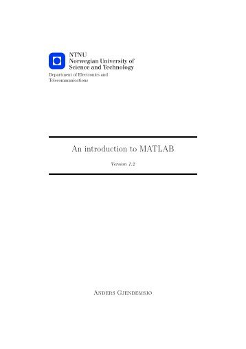 An introduction to MATLAB
