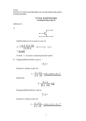 Løsningsforslag øving 10 - Institutt for elektronikk og ...