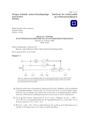 Norges teknisk–naturvitenskapelige universitet NTNU Institutt for ...