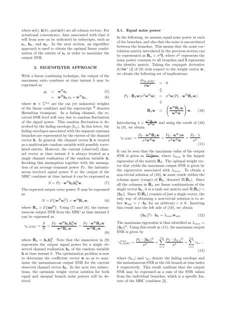 THE OPTIMAL WEIGHTS OF A MAXIMUM RATIO ... - NTNU