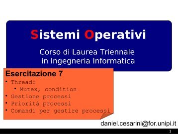 Sincronizzazione (join, mutex, condition), semaphore - Lucidi