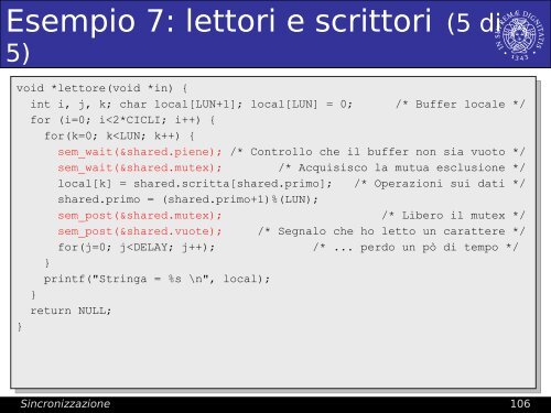 Sincronizzazione (join, mutex, condition), semaphore - Lucidi