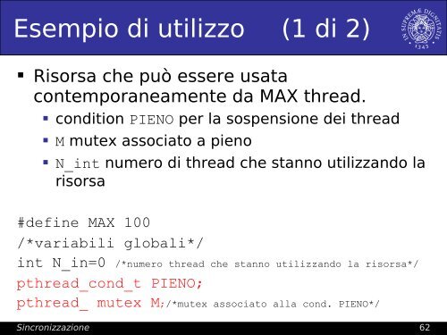 Sincronizzazione (join, mutex, condition), semaphore - Lucidi