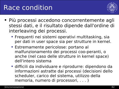 Sincronizzazione (join, mutex, condition), semaphore - Lucidi