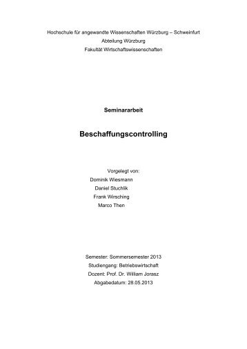 Beschaffungscontrolling - Hochschule fÃ¼r angewandte ...