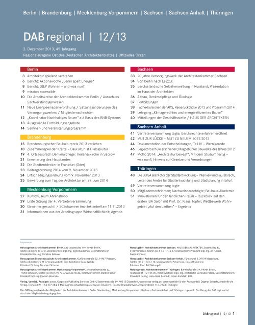 Regionalausgabe 12/2013 (PDF - Architektenkammer Sachsen-Anhalt