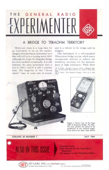 GenRad Experimenter July 1964 - IET Labs, Inc.