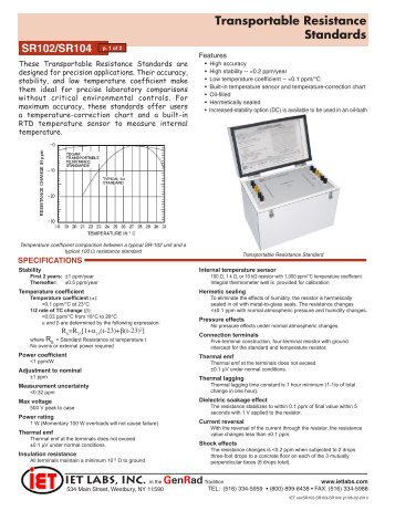 Transportable resistance standards sr102/sr104 p. 1 ... - IET Labs, Inc.