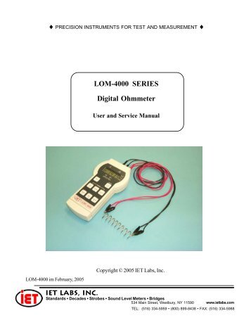 LOM-4000 SERIES Digital Ohmmeter - IET Labs, Inc.