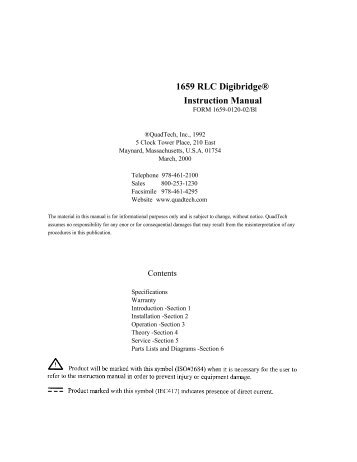 1659 RLC Digibridge® Instruction Manual - IET Labs, Inc.