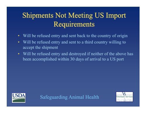 Veterinary Services: Roles and Responsibilities in germplasm export