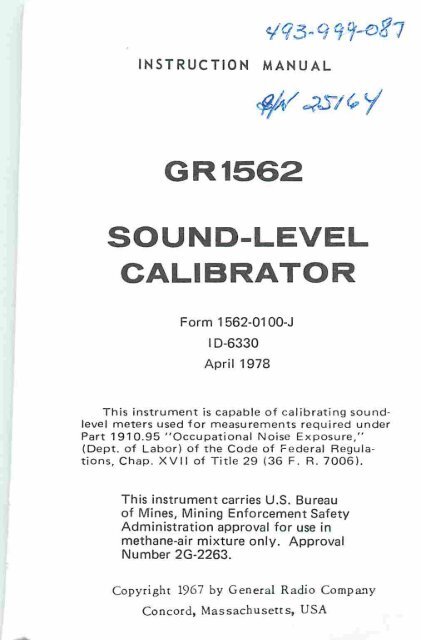 General Radio 1551-C Sound-Level Meter operating & service Manual 