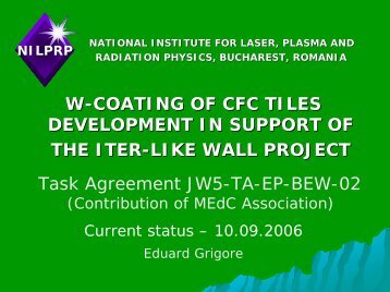 W-COATING OF CFC TILES DEVELOPMENT IN SUPPORT OF ... - IFA