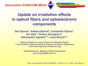 Update on irradiation effects in optical fibers and optoelectronic ... - IFA