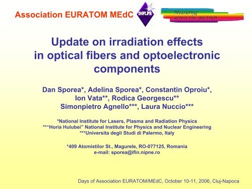 Update on irradiation effects in optical fibers and optoelectronic ... - IFA