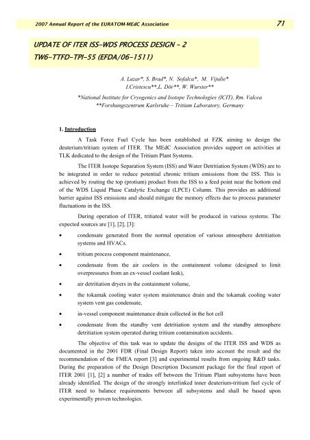 Update of ITER ISS-WDS Process Design - IFA