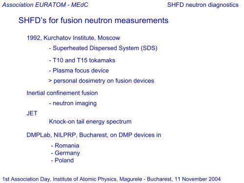 Association EURATOM - MEdC - IFA