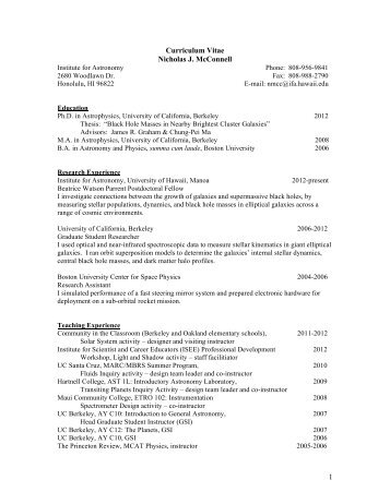 Curriculum Vitae - Institute for Astronomy - University of Hawaii