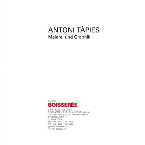 ANTONI TÀPIES - Galerie Boisseree