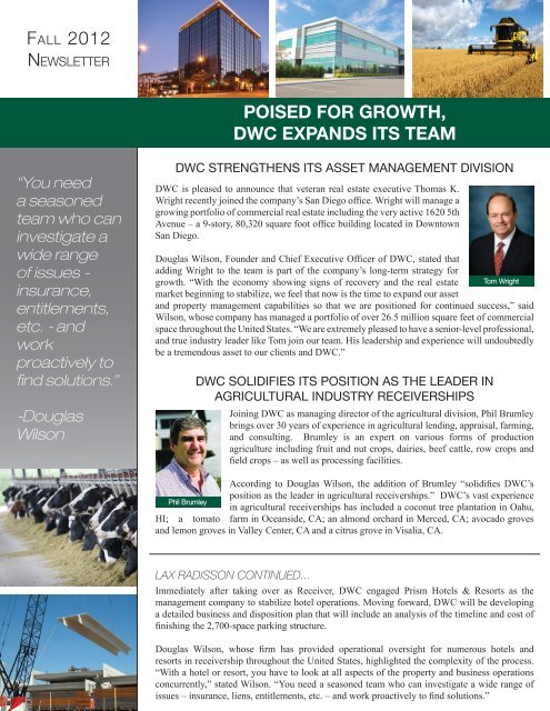 Douglas Wilson Companies' Fall 2012 Newsletter