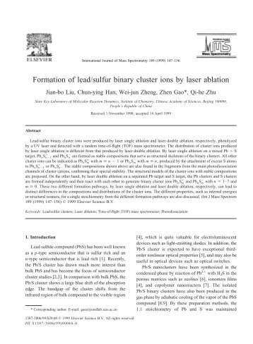 Formation of lead/sulfur binary cluster ions by laser ablation