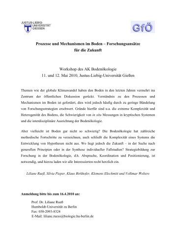 Prozesse und Mechanismen im Boden â ForschungsansÃ¤tze fÃ¼r die ...