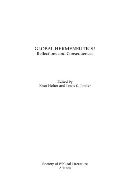 Global Hermeneutics? - International Voices in Biblical Studies ...