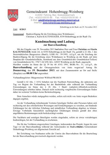 Kundmachung zur Bauverhandlung Kaltenegger - Gemeinde ...