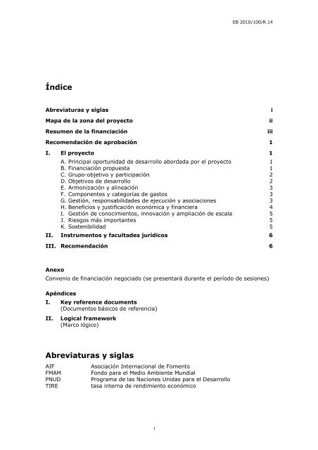 Para aprobaciÃ³n Informe del Presidente Propuesta de ... - IFAD