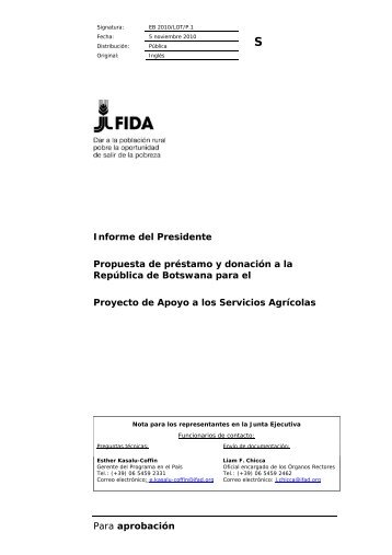 Para aprobaciÃ³n Informe del Presidente Propuesta de ... - IFAD