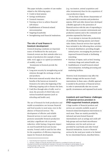 Livestock and rural finance - IFAD