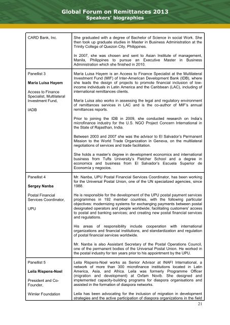 Global Forum on Remittances 2013 - IFAD
