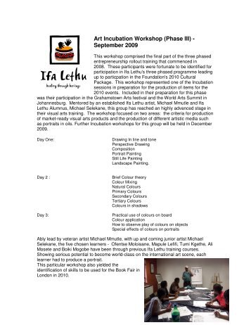 Art Incubation Workshop (Phase III) - September 2009 - Ifa Lethu