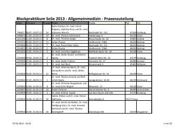 Praxenzuteilung Blockpraktikum Allgemeinmedizin SoSe 2013 (PDF)