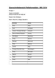 Querschnittsbereich Palliativmedizin - WS 12/13