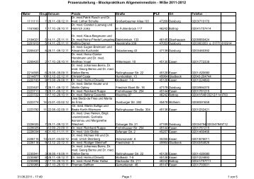 Blockpraktikumseinteilung AM - WiSe 2011-12