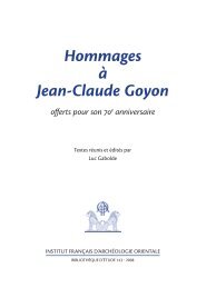 Hommages Ã  Jean-Claude Goyon - Ifao