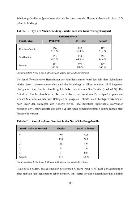 Diplomarbeit Der Einfluss der elterlichen Scheidung auf das ... - ifb