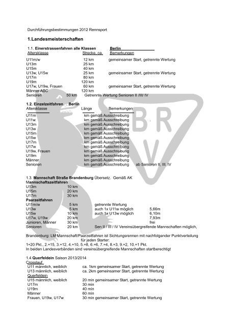 DurchfÃ¼hrungsbestimmungen Rennsport 2013 BER + BRA