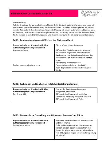 Bildende Kunst Curriculum Klassen 7-8 - Copernicus-Gymnasium