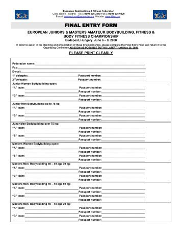 Click here to download Final Entry Form in PDF Format - IFBB