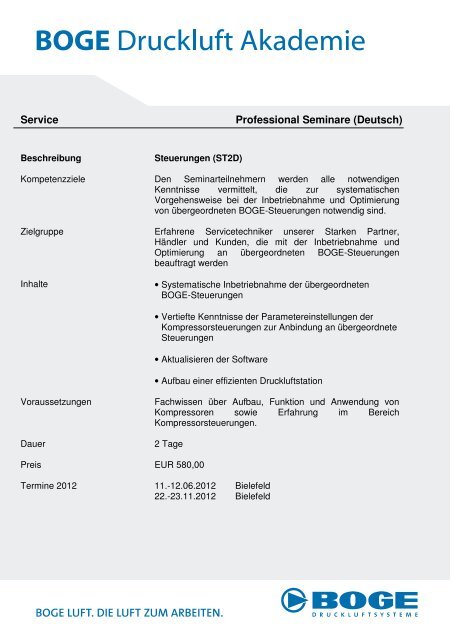 Professional-Seminar Service Steuerung (ST2D) - Boge ...