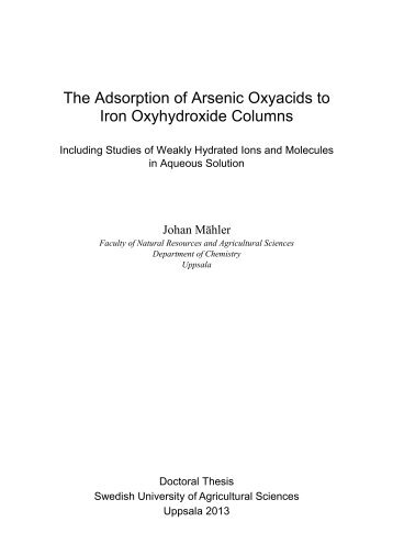 The Adsorption of Arsenic Oxyacids to Iron Oxyhydroxide Columns