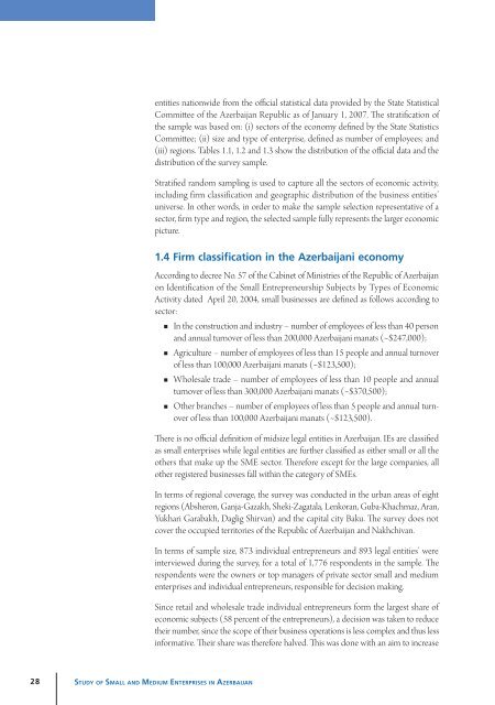 Study of Small and Medium Enterprises in Azerbaijan - IFC