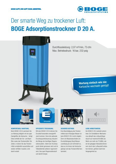 BOGE Adsorptionstrockner D 20 A. Wartung ... - Boge Kompressoren