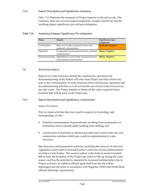 Azura-Edo Independent Power Plant Environmental Impact ... - IFC