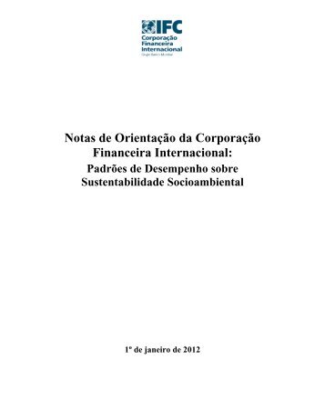 Notas de OrientaÃ§Ã£o da CorporaÃ§Ã£o Financeira Internacional: - IFC